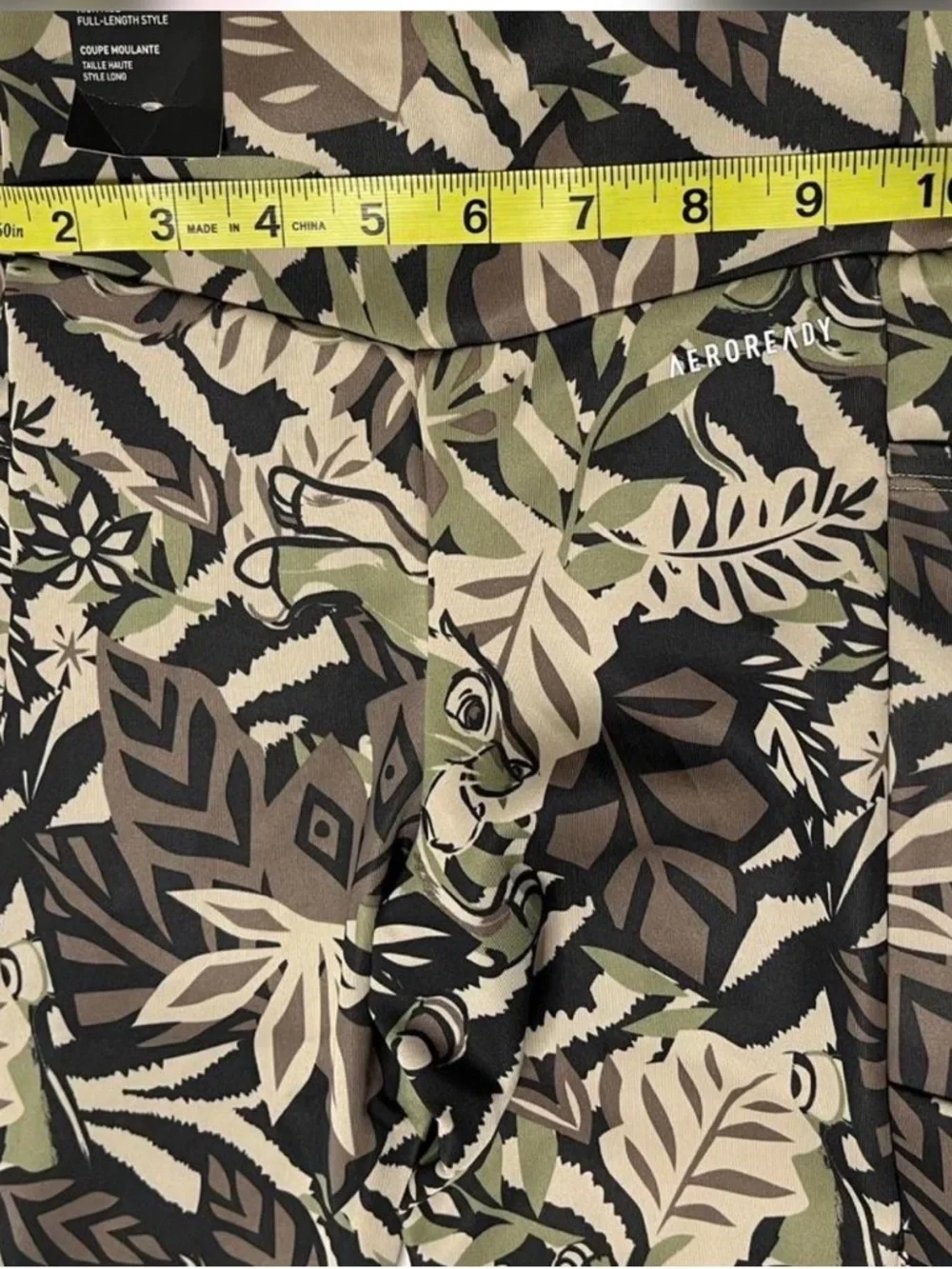 NWT Adidas Disney Black & Olive Tropical Print Leggings Girls S